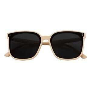 Polarized Womens Oversize Square Cat Eye Sunglasses Creme Smoke Tint